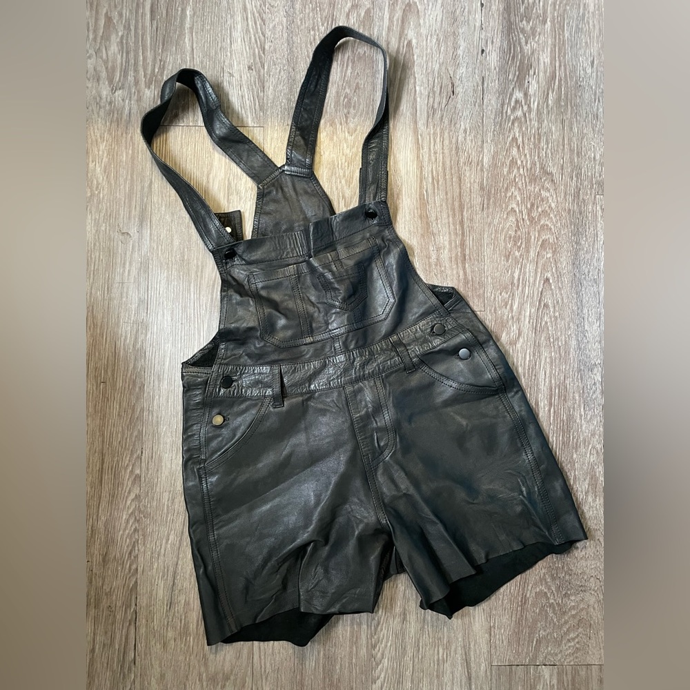 Faux Leather Overalls